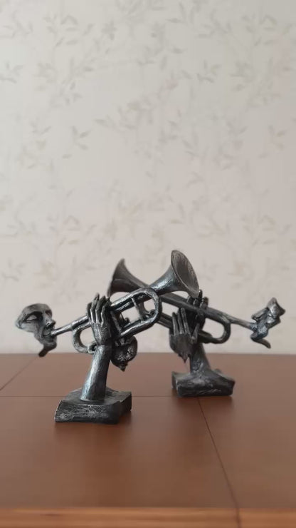 Unique Trumpet Player Statue for Home Decor, Handcrafted Jazz Music Sculpture, Music Themed Home Accent, Trumpet Player Statue, Jazz Decor, Trumpet Player Decor