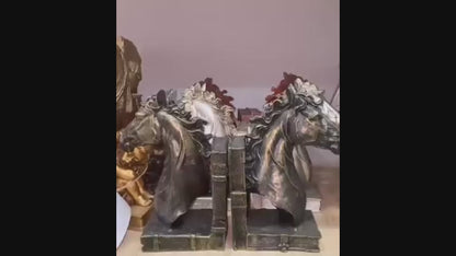 Elegant Horse Bookends, Horse Bookends Decor, Horse Head Bookshelf Decor, Stylish Bookends Gift, Polyester Bookend Set,Horse Statue Bookends